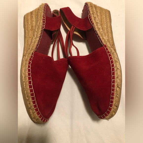 Toni Pons Origins,Tremp red suede espadrille wedge,sling back,look brand new, 10 - Picture 9 of 10